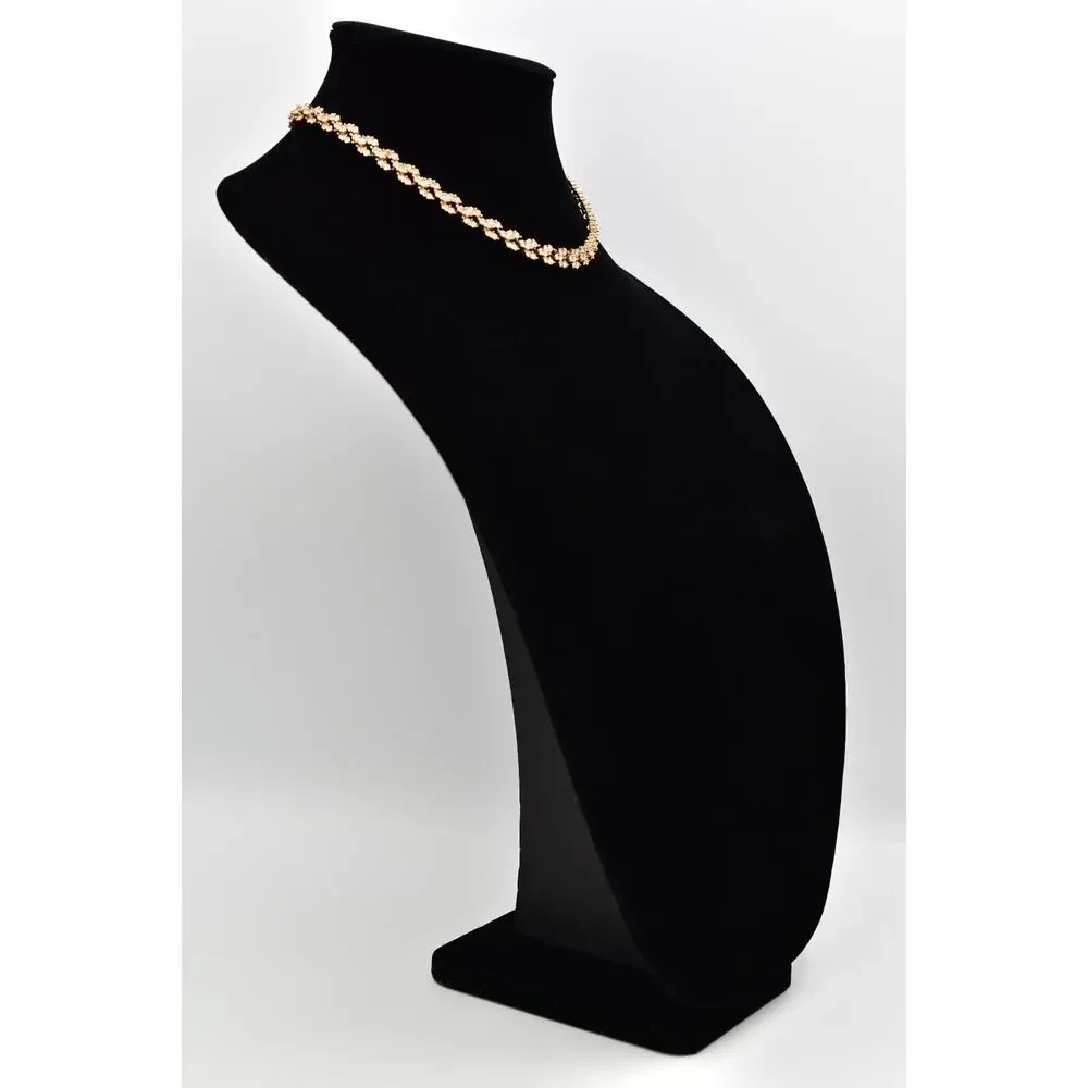 Carre Vintage Crystal Collar Necklace Rhinestone Crystal Gold Tone Signed BinBJ